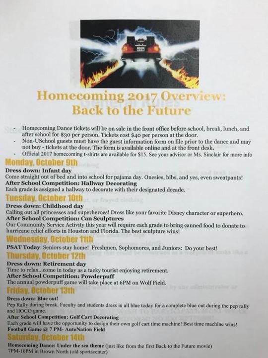 uschoolclass18's tweet photo. HOCO WEEK: dress down days, rules, and after school activities! https://t.co/LZB7FyWLbj