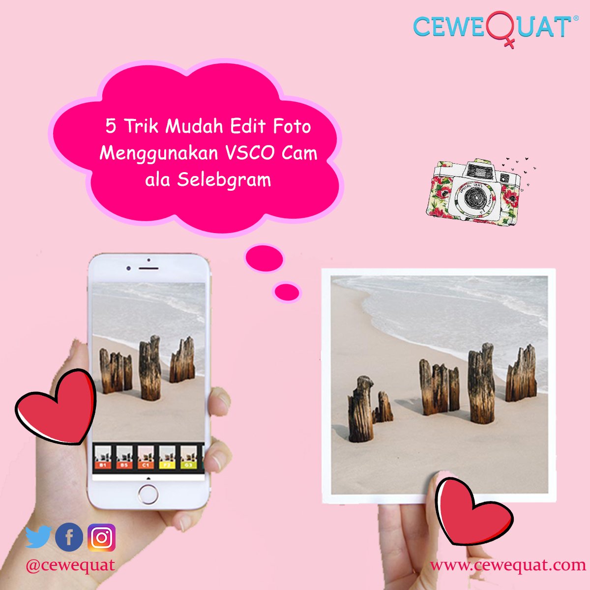 Yang suka mengedit foto pasti tau aplikasi ini, VSCO Cam. #CeweQuat berbagi tips cara edit yang bagus nih.. Yuk cek IG &amp; FB Page <a href="/CeweQuat/">CeweQuat Community</a>