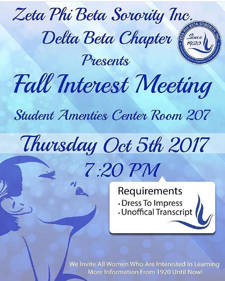 Come out &amp; learn more about Zeta Phi Beta tonight @ 7:20 in the New Student Center. Room 207 #fvsu #fvsu18 #fvsu19 #fvsu20 #fvsu21