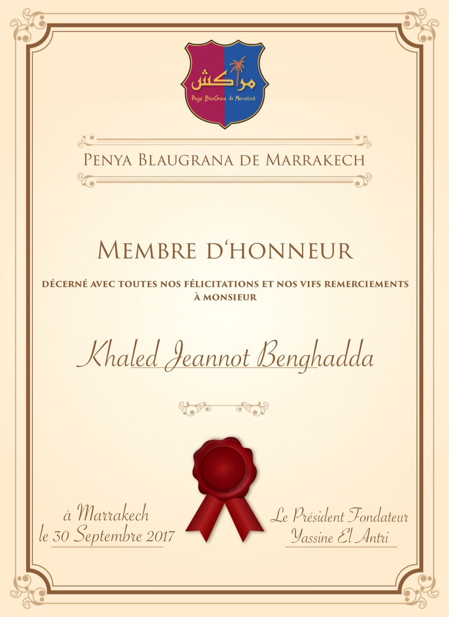 PenyaBGM's tweet photo. La cérémonie de nomination de notre premier Membre d'Honneur @KhaledBenghadda #BGMfamily #ChezJeannot #LeChaletDeLaPlage #Essaouira 🔵🔴 https://t.co/seH9jhD5J1