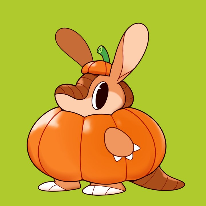 Boo! 🎃 I'm a roly-poly Pumpkin! @Rumwik and I are going Trick or Treating together as yummy vegetables!