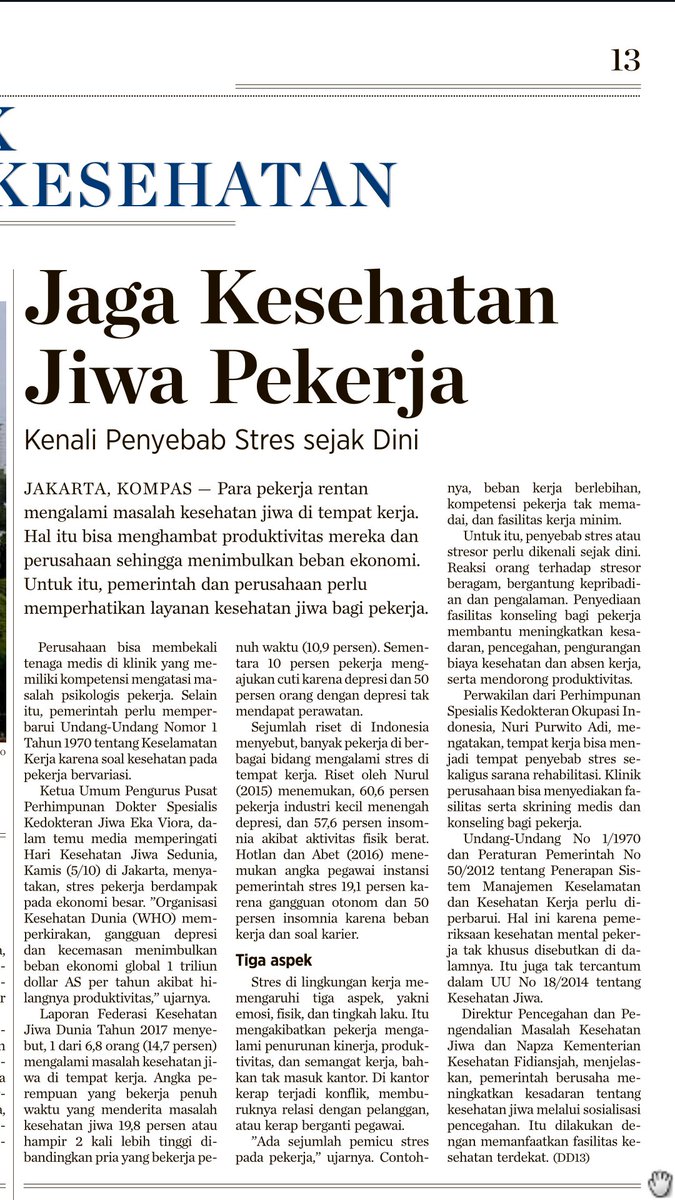 sisofren's tweet photo. Mengabaikan kesehatan mental di tempat kerja akan menurunkan produktifitas.
#HKJS2017 Mental Health in the Workplace https://t.co/J1WiF7ZHcN