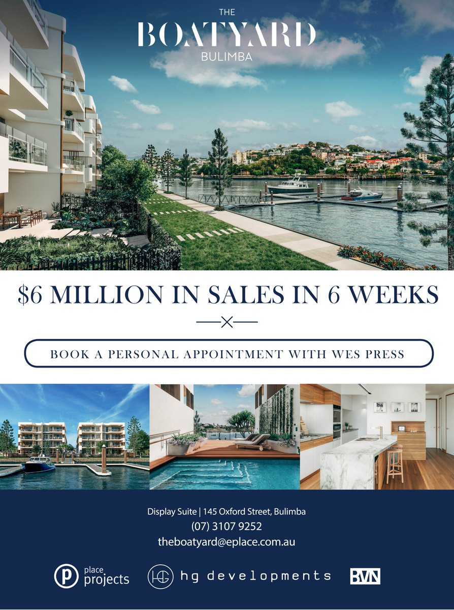PlaceProjects's tweet photo. $6MIL of sales in 6 weeks @ The Boatyard. Limited stock left!!

Contact Wes Press 07 3107 9252.
#luxuryrealestate 
https://t.co/LMEtkmYZZB https://t.co/u7iofwssTO