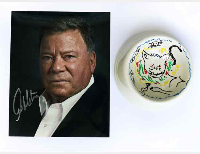 MsChiefFTW's tweet photo. @WilliamShatner's signed cat bowl for #architectsforanimals fundraiser for @FixNation - Rocco would ignore it https://t.co/8NaRWCNngr https://t.co/woi50UZRev