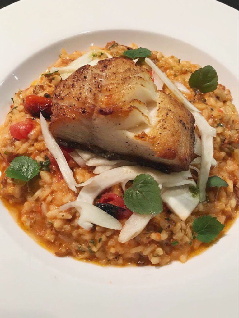 CoastbyGlowbal's tweet photo. Tonight: Pan seared Sablefish on a charred tomato & roasted cauliflower Risotto with pickled fennel. #yvrdinner https://t.co/NBfWaNiSsX
