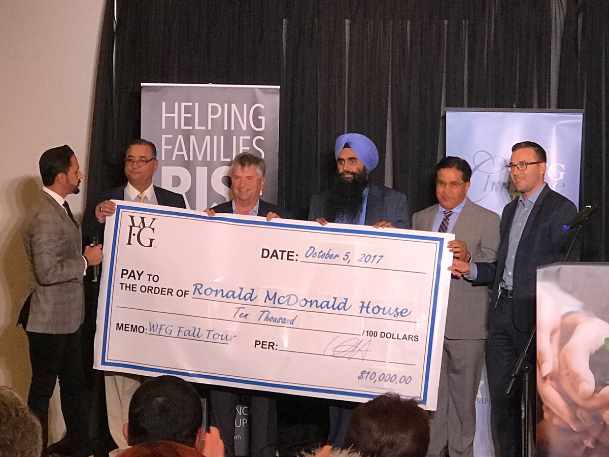 gurbhalinder_s's tweet photo. Proceeds from the EVC tour in Edmonton going to Ronald MacDonald house of $10,000 matched also by @therealwfg. Proud to be part of WFG! https://t.co/7WmuwZ5ygW