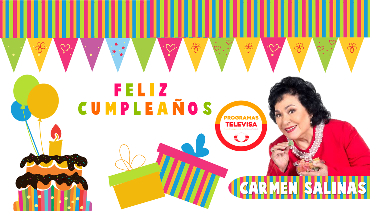 TelevisaTV_MX's tweet photo. El día de hoy felicitamos a la actriz @CarmenSalinasLo por su cumpleaños 🎉 🎉
¡MUCHAS FELICIDADES! te desea #ProgramasTelevisaMX 🎁🎈🎂 https://t.co/6VbtyoGSJ8