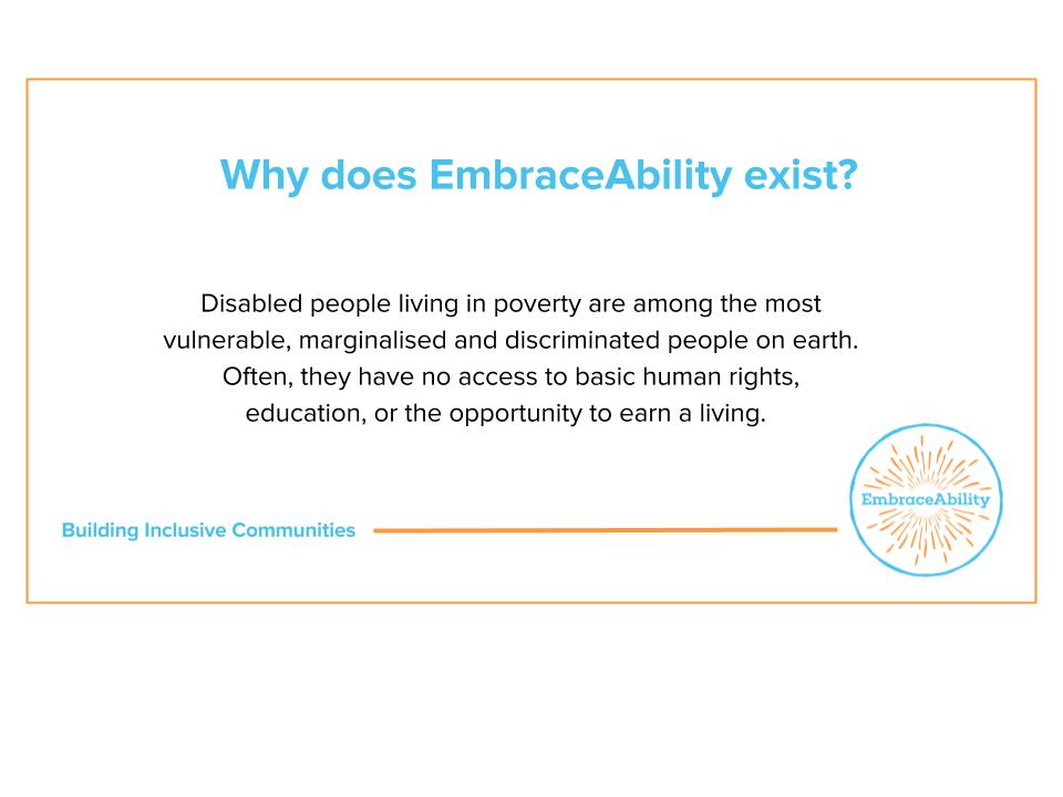 embraceableuk's tweet photo. Why does EmbraceAbility exist?
#Fridayfactday #Cambodia #disability #forabrighterfuture #THISability #EmbraceAbility https://t.co/C6Ms9wunlr