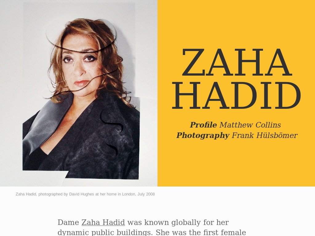 The greatest architect of her age, Zaha Hadid guest-edited Wallpaper* in 2008. This is what she did: wallpaper.com/guest-editor/z…