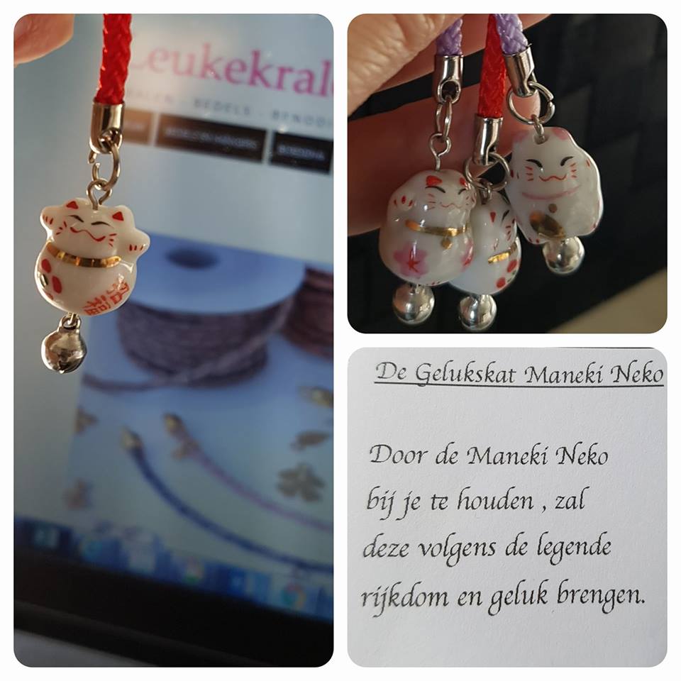 Vandaag nog helemaal gratis bij je bestelling vanaf 25 euro; deze schattige Maneki Neko gelukskat! leukekralen.nl