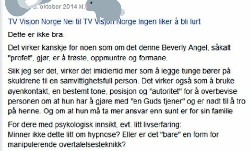 PositivtN's tweet photo. A post ... From #Facebook2014, about a clip showing a #visjonnorge guest #prophelying.
(@BeverlyUAngel was interpreted by @DavidAukeNorway) https://t.co/BnRKnLdMS5