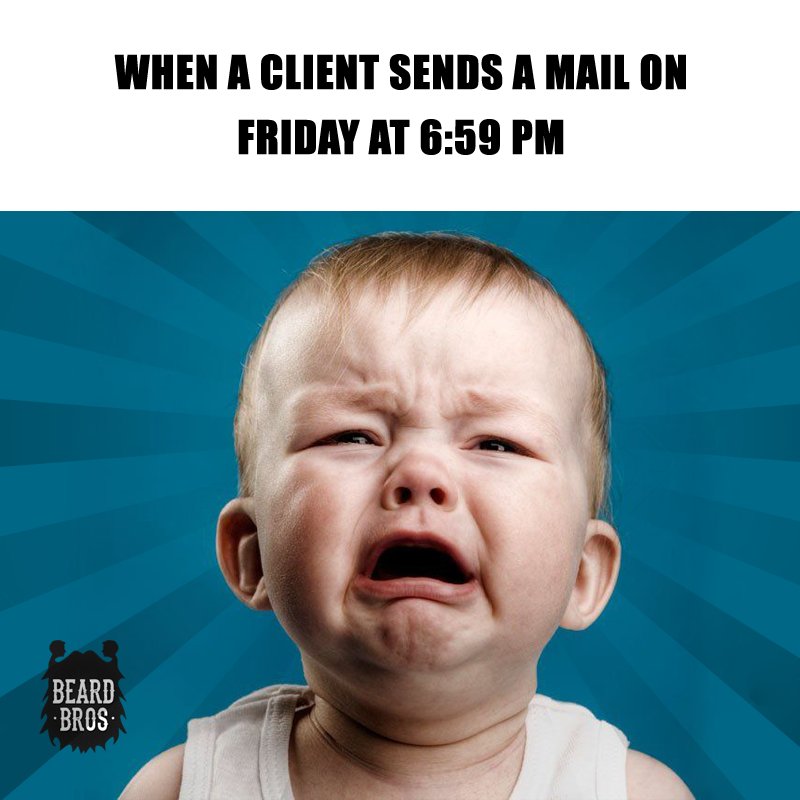 BeardBrosAgency's tweet photo. We feel you fellas!

#DigitalMarketing #Client  #Meme #FridayFeeling  #Friday #agency #startup #Advertising #FeedbackFriday #life https://t.co/os9o09pge9