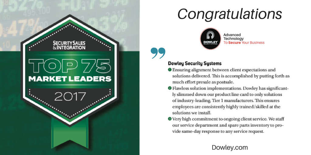 dowleysecurity's tweet photo. Another bit of nice recognition - reflective of the hard work of our great team here at Dowley.  Thank you SS&amp;I!  Thank you Dowley Team! https://t.co/CNYnG1dSu2