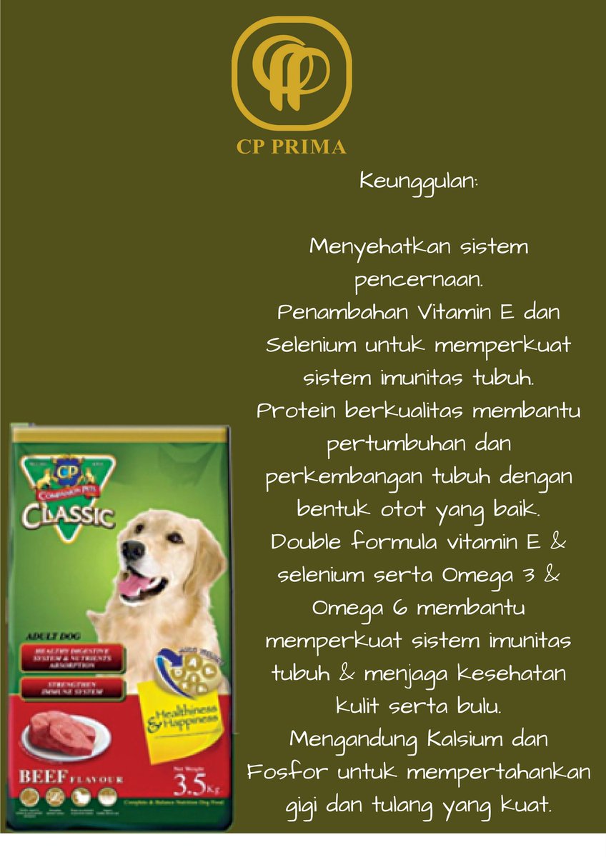 cpprima's tweet photo. CP Petfood
Umur > 1 Tahun
#CPPETFOOD
#LoveyourPET https://t.co/egz2RuPoG6
