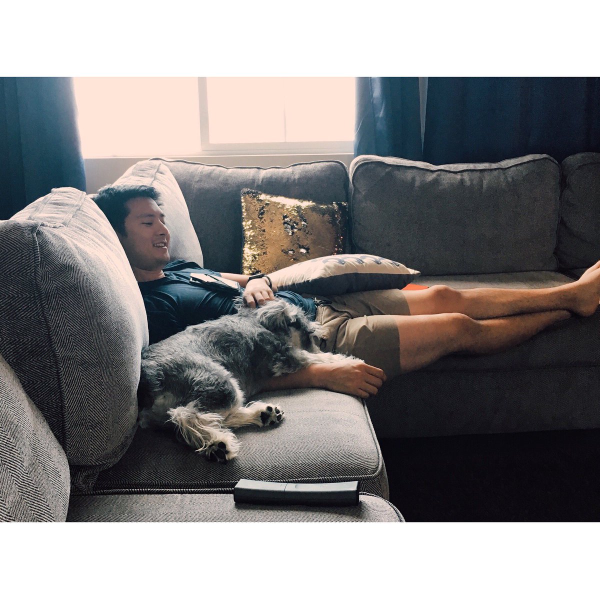mistahfu's tweet photo. Tomorrow is Friday... this is all I wanna do. What are your plans for the weekend?😴🐶📷: @dainabobaina #tbt #chillax #awkwardposition https://t.co/1og1fbluLv