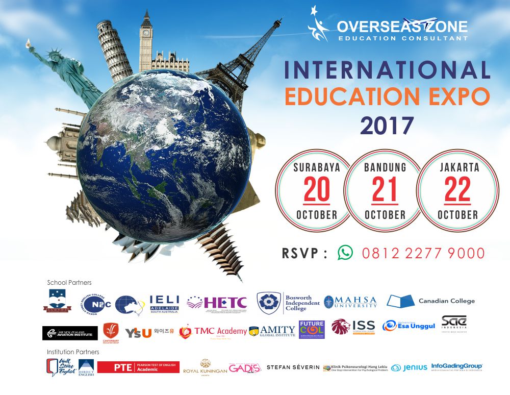 International Education Expo 2017 20-22 Oktb 2017 - Jakarta - Bandung - Surabaya Booking 081222779000