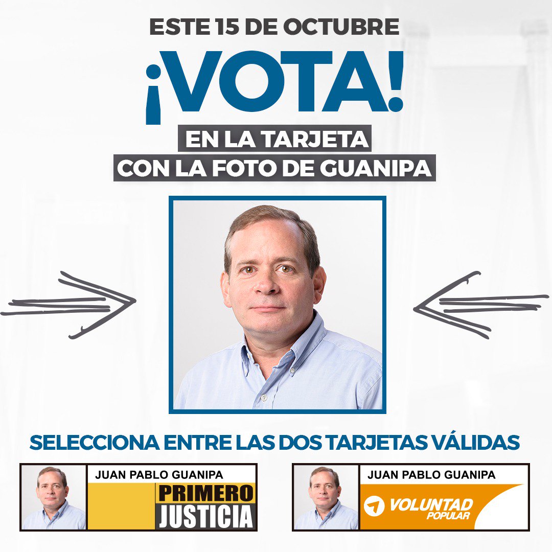 vp_valmorer's tweet photo. Este 15-O votemos para transformar al Zulia. Recuerda que sólo puedes votar en las tarjetas donde salga @JuanPGuanipa https://t.co/WN7GFQIrWP