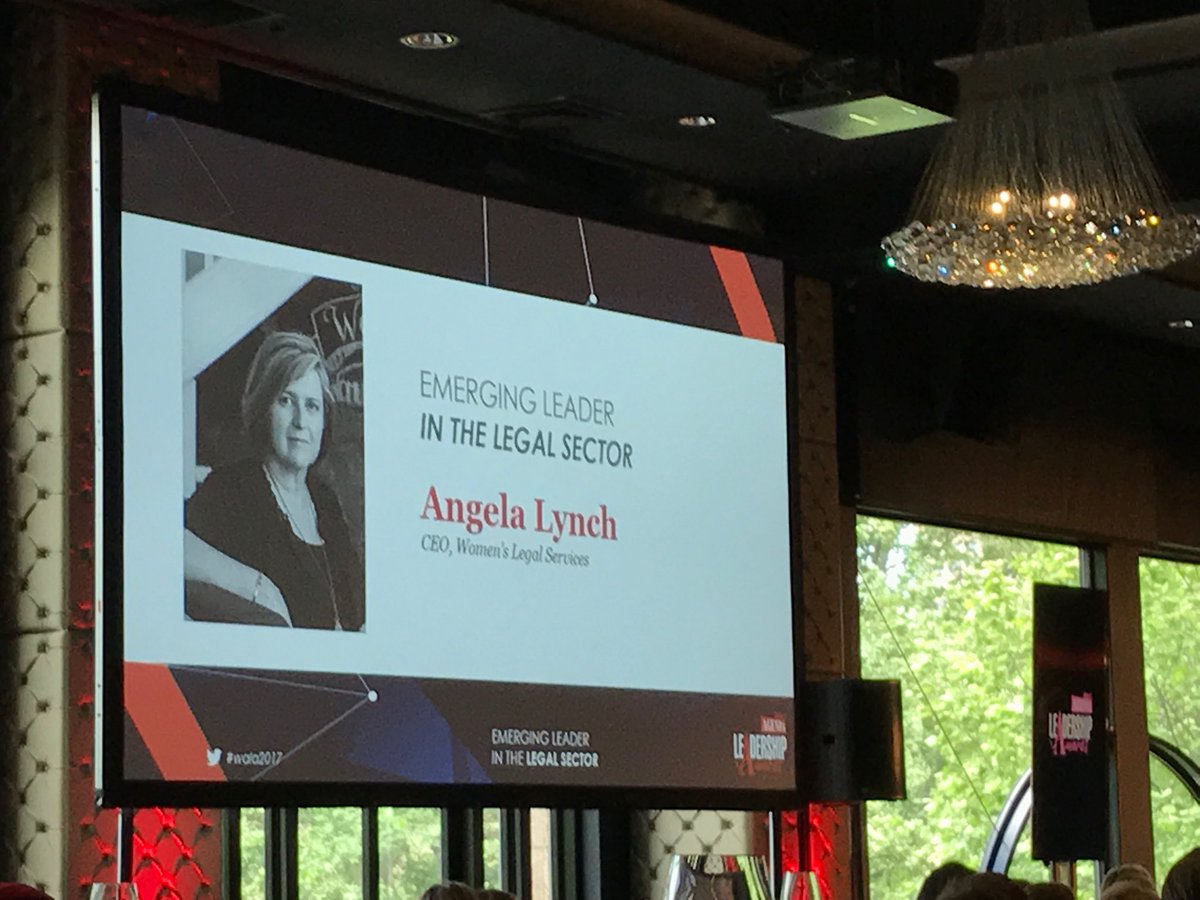 SueMcAleer's tweet photo. Congrats Angela Lynch CEO #WLSQ winner #WALA2017 emerging leader supporting Women experiencing DV #esafetywomen https://t.co/yj8iHqtkyr