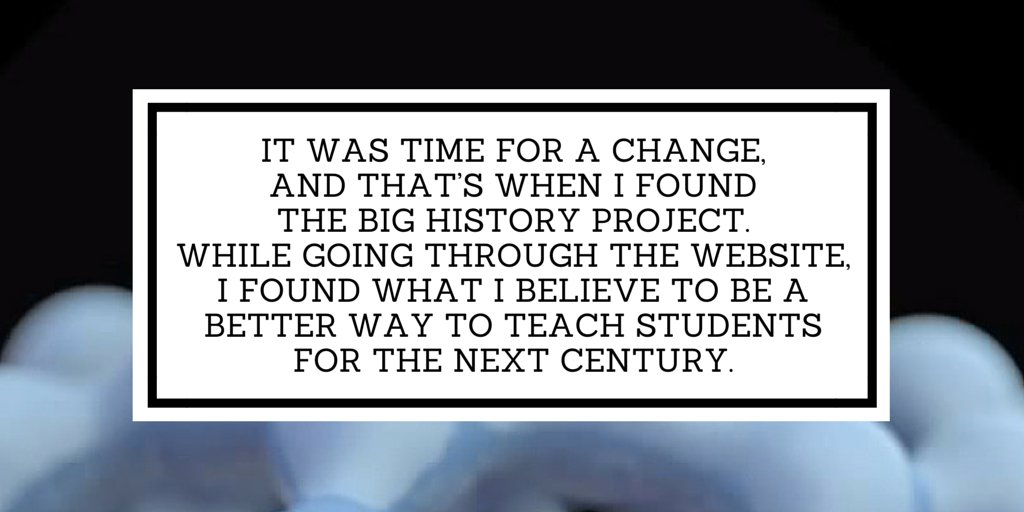 OERProject's tweet photo. This teacher explains why he made the switch from World History to Big History: https://t.co/X78y1OOkxb #wrldchat https://t.co/S1aqJBVJ2b