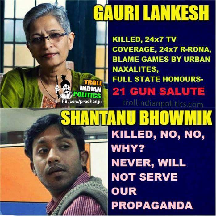 Jayesh62833548's tweet photo. @sagarikaghose किसी के पास जवाब है? 
perception के आधार पर #gorilankesh का कातिल RSS को समझाना सही है,
तो हर मुस्लिम को आंतकवादी समझने वाला गलत क्यों?😁😁😁 https://t.co/PQdEDmQ4EN