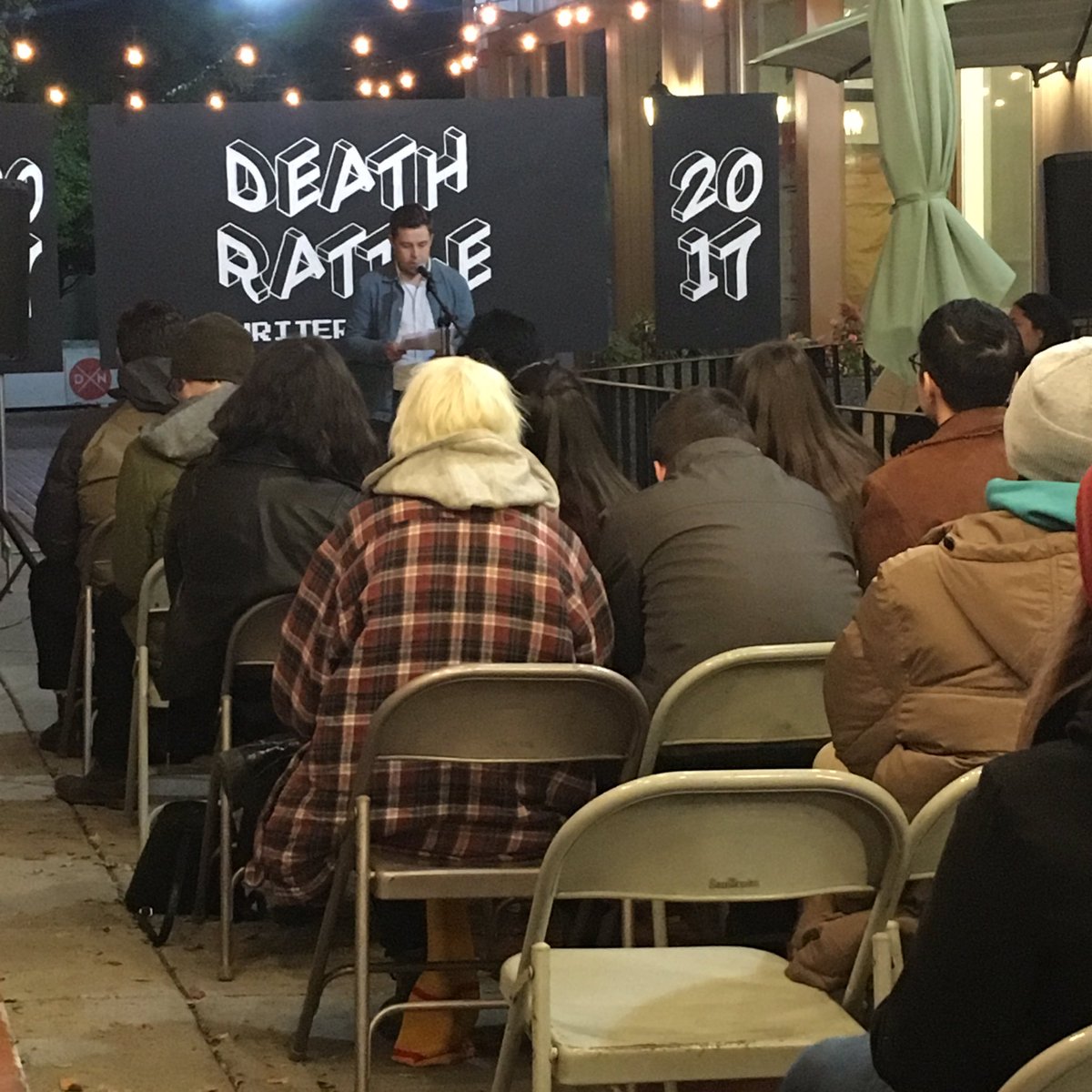 deathrattlelit's tweet photo. #flashfiction #noir is bringing the creepy frighten to day one 🙀at #deathrattlewritersfest #DR2017 #deathrat https://t.co/c4yWOKTw5M