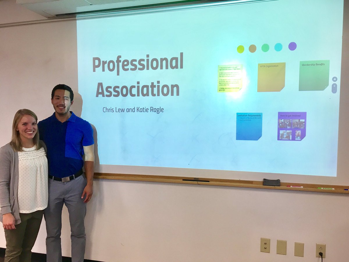 KatieRagle's tweet photo. We had so much fun presenting about the value of @APTAtweets to first year students. Can't wait to see them flourish! #DPTStudent @RegisDPT https://t.co/XyYfwcLKRe