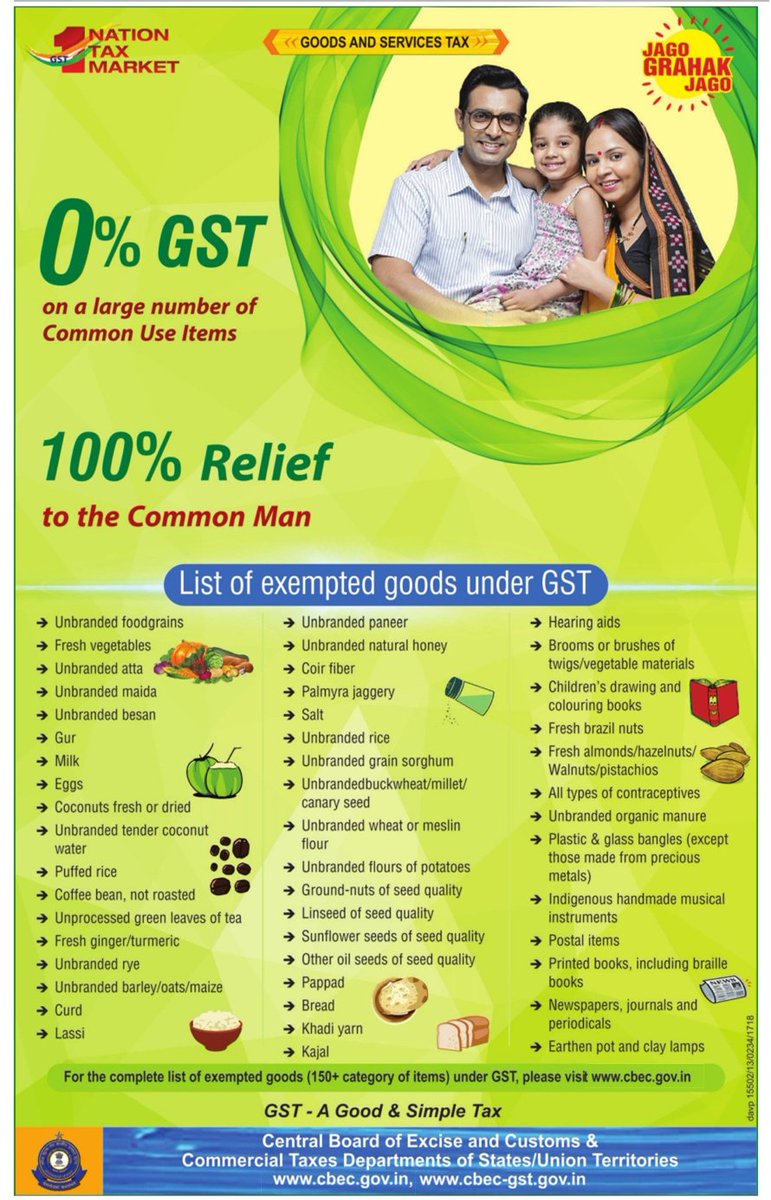 MIB_India's tweet image. #GSTforCommonMan: List of exempted goods under #GST
#GSTSimplified