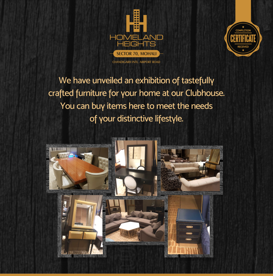 HHMohali's tweet photo. We have unveiled an exhibition of tastefully crafted #furniture for your #home at our #Clubhouse. #HomelandHeights #luxury #lifestyle #decor https://t.co/Q1yXSv5xnW