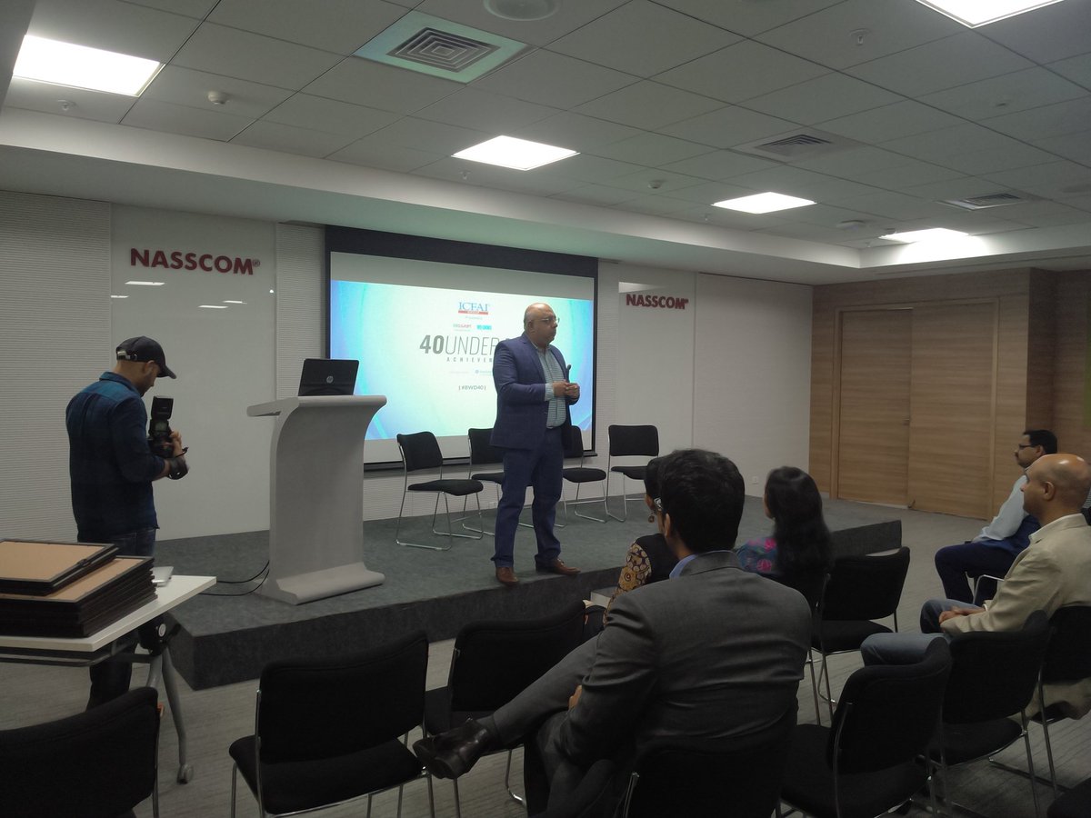 BwDisrupt's tweet photo. .@anuragbatrayo addressing the audience at the announcement of @BwDisrupt 40 Under 40 Achievers at @nasscom https://t.co/HEz1pxnSnB