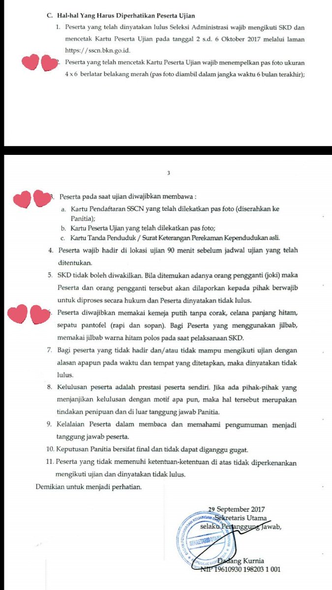 Minwas mau mengingatkan lagi:
1. Penempelan foto 
2. Apa saja yg harus dibawa
3. Ketentuan pakaian (Perempuan boleh memakai rok PANJANG)