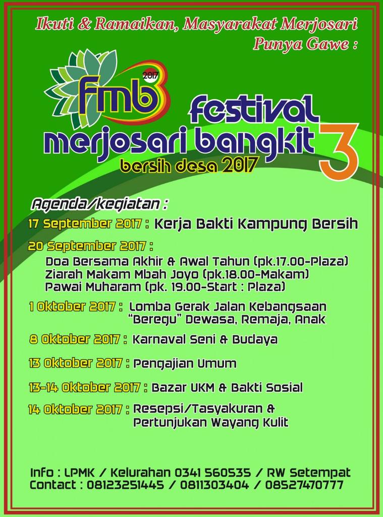 DevAlSanti's tweet photo. #PotensiPadat Bersih Desa Merjosari "Merjosari Bangkit 3" mulai 17 September - 14 Oktober 2017.  Cc @PuspitaFM https://t.co/lZP8vkg5HB