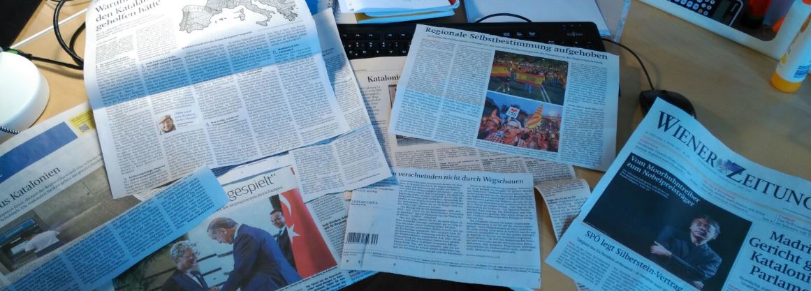 ANCAustria's tweet photo. Heutige österreichische Presse. #Katalonien: „Spain’s internal affair“
 #Demokratie https://t.co/C6R8M9JiXQ