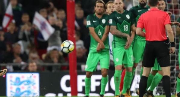 WorldCupBase's tweet photo. England fans couldn't believe who was taking free-kicks for the against Slovenia. Embarrassing! https://t.co/lE9aZqMEhG https://t.co/HgemBGy93h