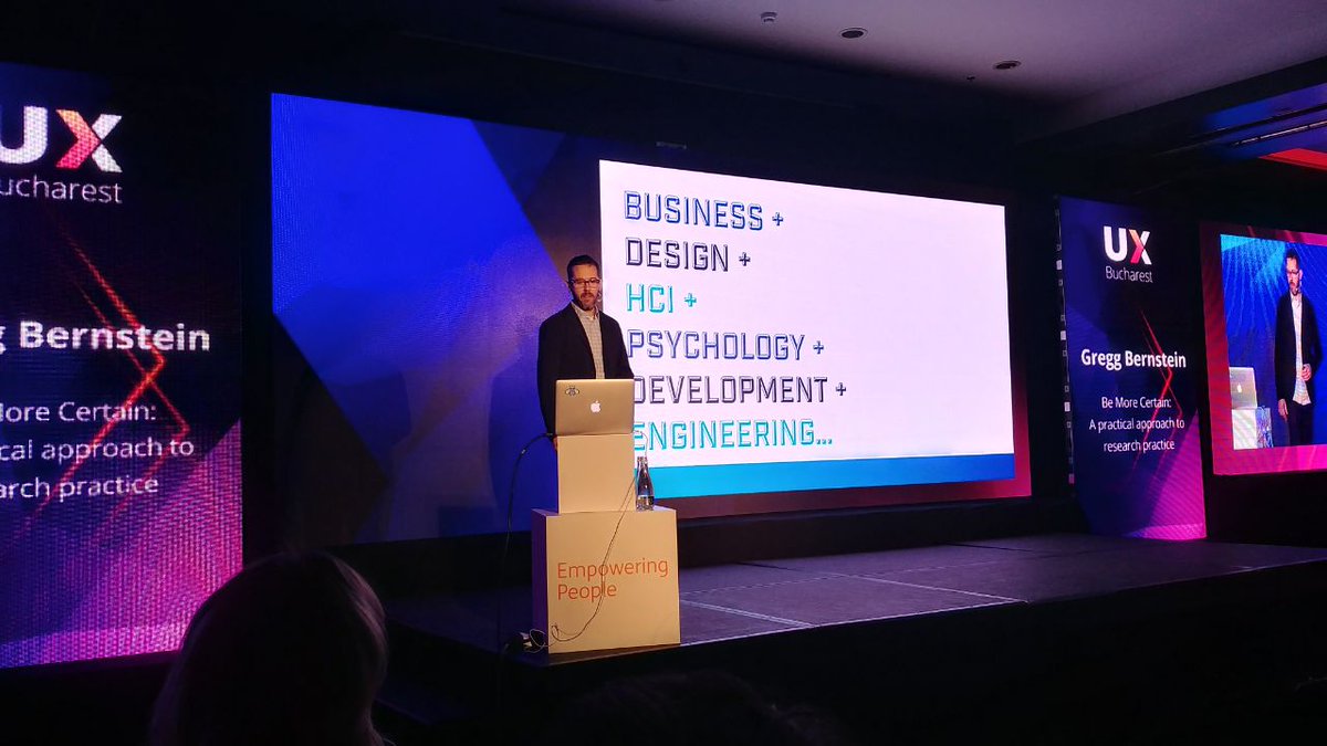 HilaYonatan's tweet photo. @greggcorp is talking about best practices in research. #taking_notes #uxbucharest2017 https://t.co/uauLnvmpng