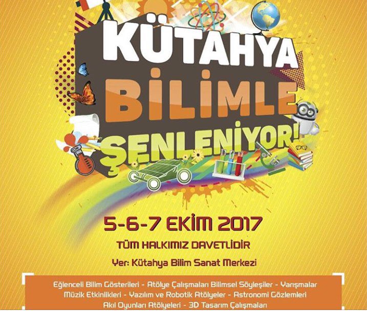 Kütahya Bilimle Şenleniyor! 5-6-7 Ekim tarihlerinde, Kütahya Bilim Sanat Merkezi'nde herkesi bekliyoruz! #IEEE #Kütahya