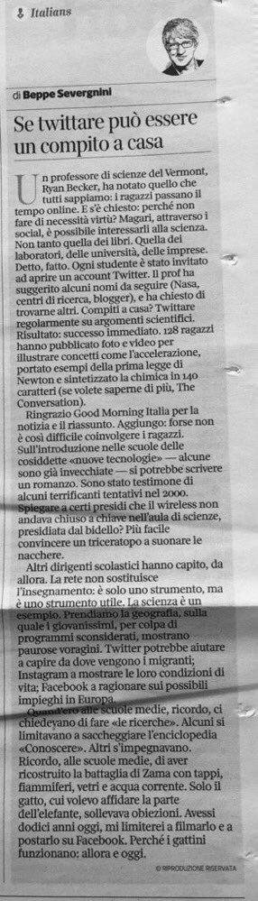 MicheTiraboschi's tweet photo. #DirLav2017 Se twittare può essere un compito a casa https://t.co/bCADG6HstD @beppesevergnini via @Corriere #daLeggere https://t.co/TflN8zCbfb