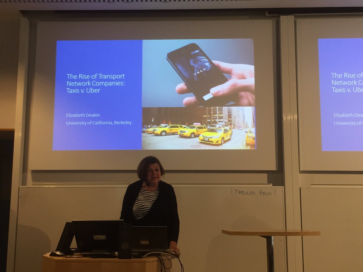 Prof Elisabeth deakin om hur taxibranschen togs över av uber, lyft etc. @mistrasams @K2centrum
