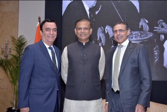 UAEAmbassador  Dr Albanna with chief guest HE  Shri Jayant Sinha ,minister of state for civil aviation and Cypriot Ambassador
