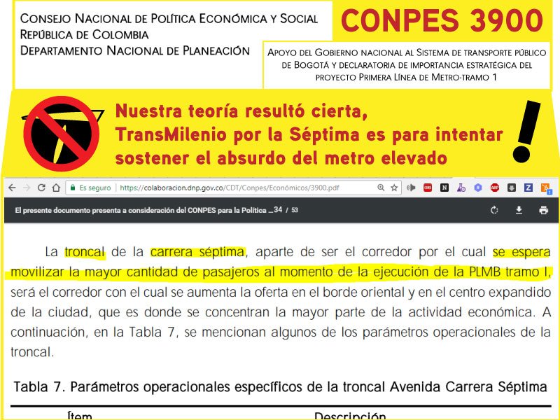 NoTM7a's tweet photo. En CONPES 3900 de @JuanManSantos sobre Metro elevado de @EnriquePenalosa se reconoce nuestra teoría: 10 años de caos en el norte de Bogotá 😡 https://t.co/feoE4lB7y7