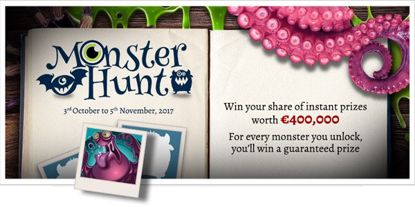 fortuneaff's tweet photo. Monsters on the loose! Promote Monster Hunt to your players and for instant prizes worth €400,000! Read more: https://t.co/Noca33wXE8 https://t.co/KhigShXYUE