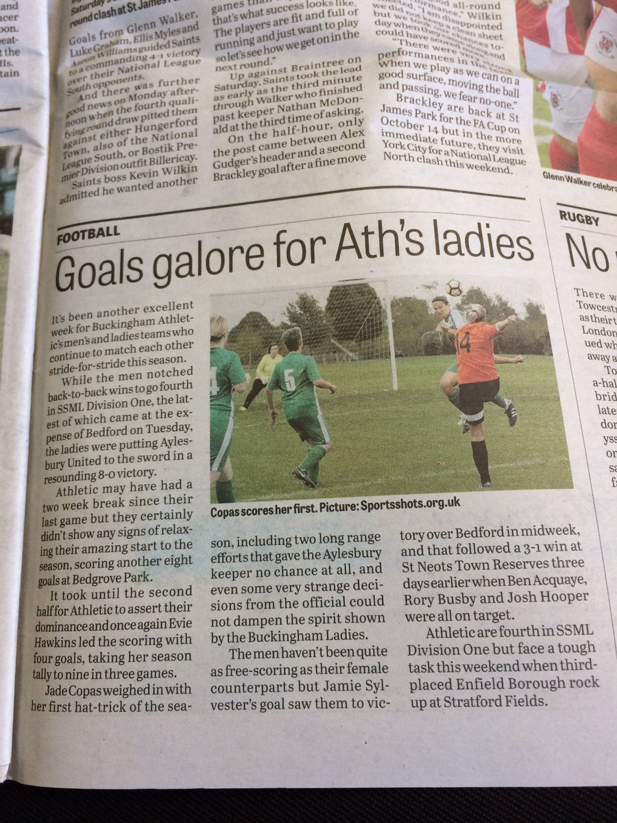 sportsshotsnews's tweet photo. @BuckinghamAth Ladies in today's @AdvertiserGrp @tigs37 https://t.co/YkshPkbTes