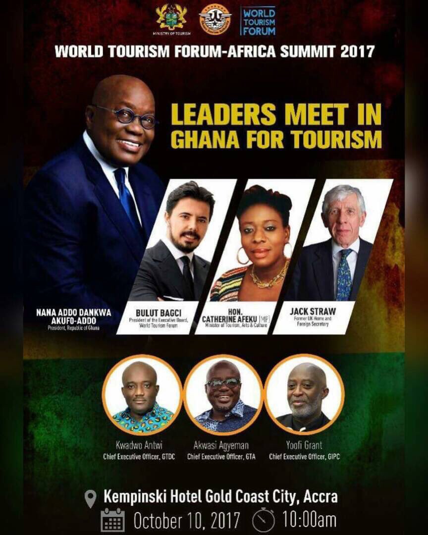 ghanatourismGTA's tweet photo. Ghana to host "World Tourism Forum Africa-Summit" for the first time, save the date... #ghanatourism #tourism #worldtourismforum2017 https://t.co/VsI6hiAHiF