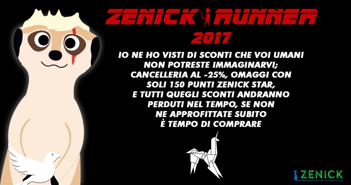 ClickUfficio_IT's tweet photo. #ZenickCinema L'ultima volta che abbiamo visto Zenick era al largo dei bastioni di Orione. Se lo vedete, riportatecelo #bladerunner https://t.co/JJxXBRsfjo