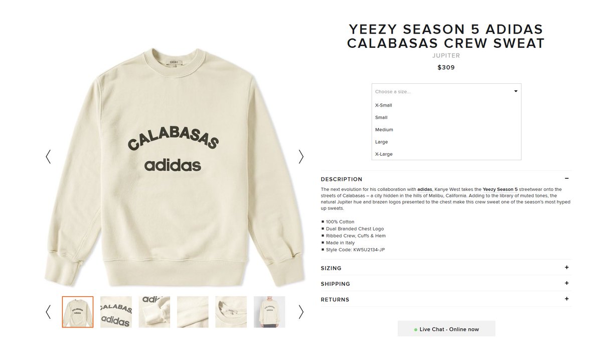 Yeezy Season 5 Adidas Calabasas Crew 