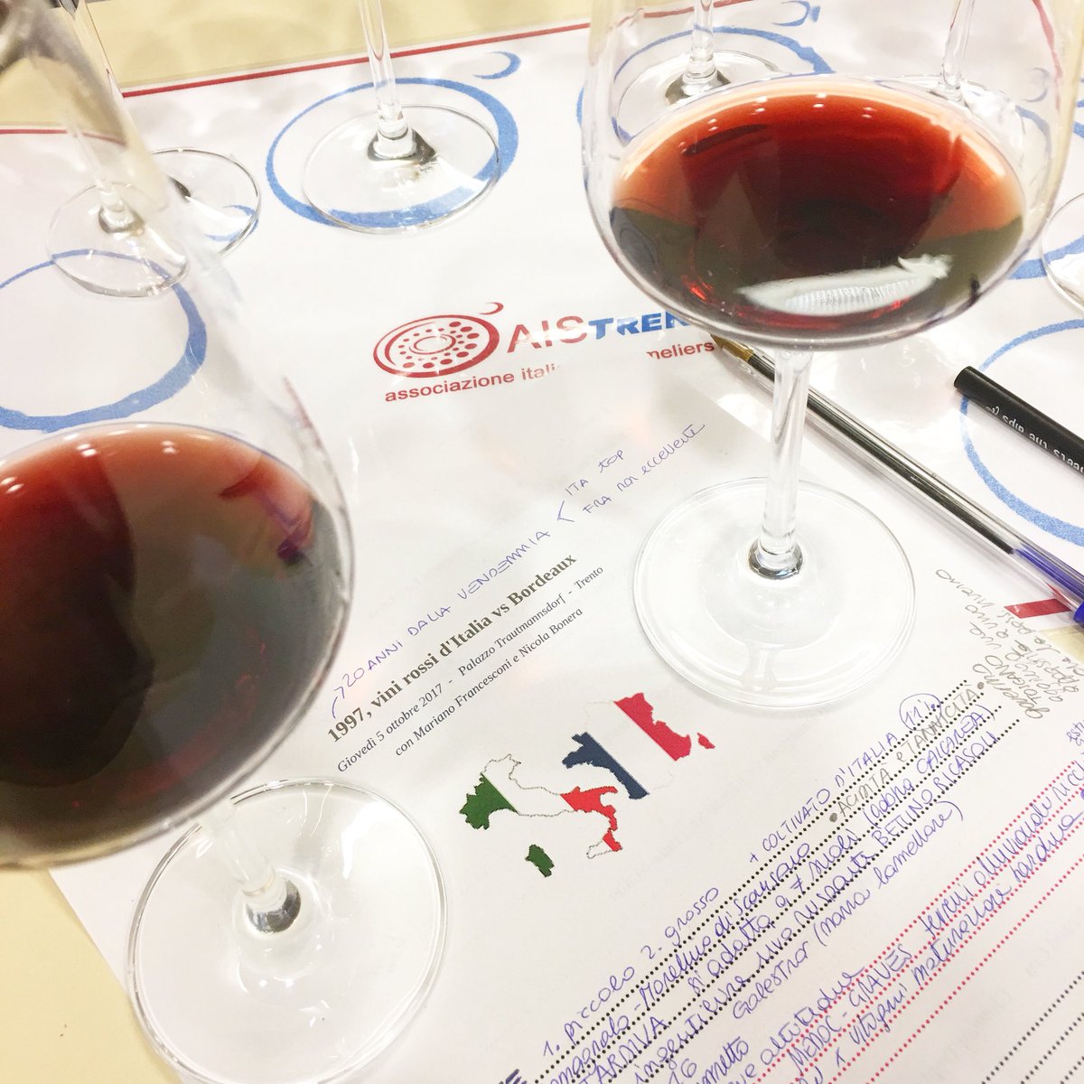 Annata 1997, 8 vini in degustazione,  Italia vs Bordeaux, interessante serata di confronto con #AisTrentino.