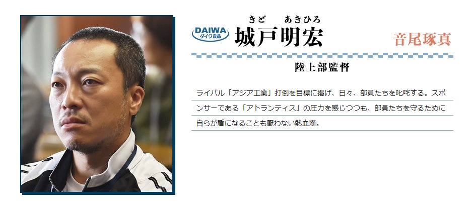 監督 五作さ ん در توییتر 登場人物 Tbsテレビ 日曜劇場 陸王 T Co Cqhxmhddjn 登場人物 がｕｐされてました 音尾さん演じる城戸さんのページも 音尾琢真 陸王