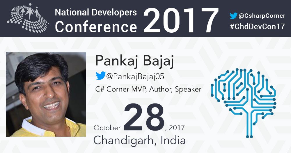 CsharpCorner's tweet photo. Learn the basics of #MichineLearning with @PankajBajaj05 at #ChdDevCon17. Register now: https://t.co/cuBqw2mEeL cc @Chandigarh_uni https://t.co/fH0gMRCe4G