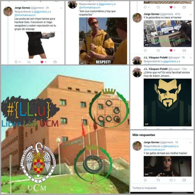 LibreLabUCM's tweet photo. ¡¡¡Os estáis perdiendo el hilo que se ha formado en un tweet de @informaticaucm por el evento de hoy!!! 😂😂 #Hackers #MadeInFDI #FDIst https://t.co/akx4VyTpmJ