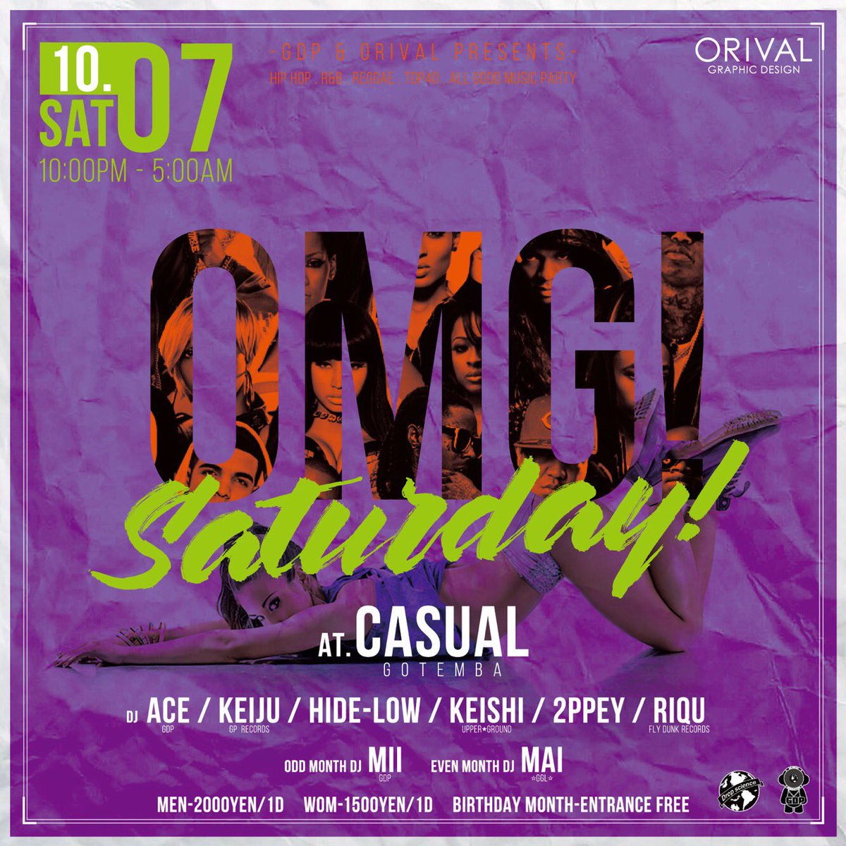 orival_design's tweet photo. event flyer
御殿場 CASUALで
10.7に開催されるPARTY🎉
OMG!SATURDAY!
フライヤーを作らせていただきました🎵
#fclub #casual #omgsaturday #御殿場 #毎月第1土曜日 #デザイン #フライヤー https://t.co/oC5P11HXum