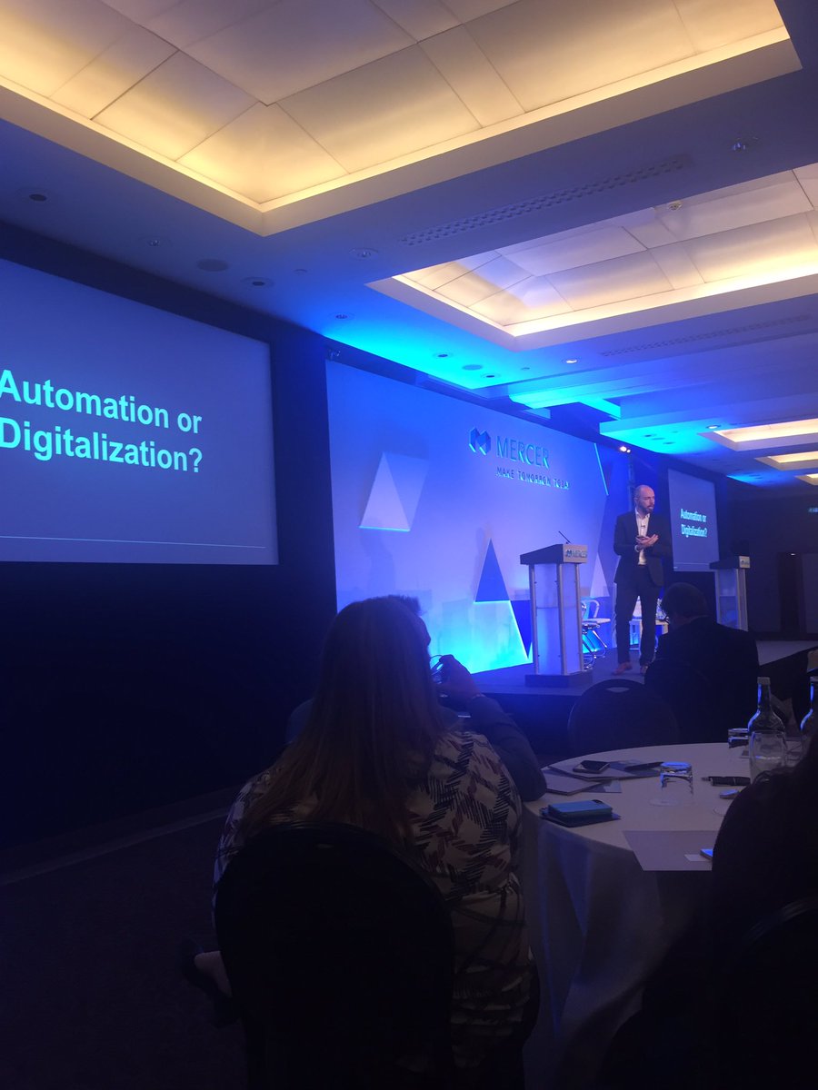 Maylis04's tweet photo. Will robots take our job? Antonis Christidis sharing his views on the future of work #mercercb17 https://t.co/BrBHdytzkP